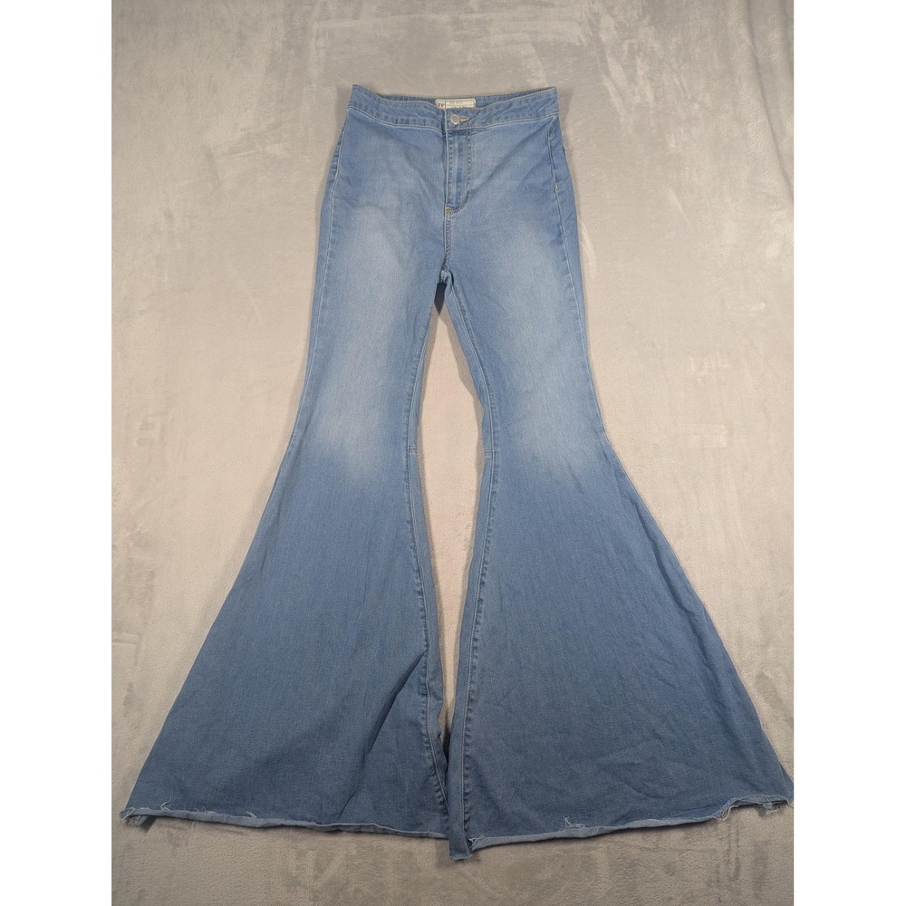 Free People Jeans Womens 28R Blue Float On Flare Raw Hem Boho Denim